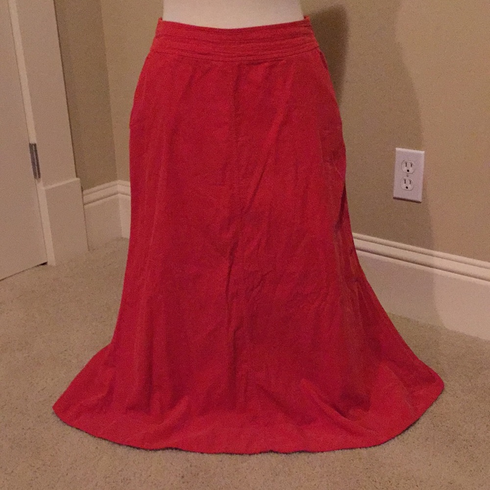 Anthropology orange corduroy skirt